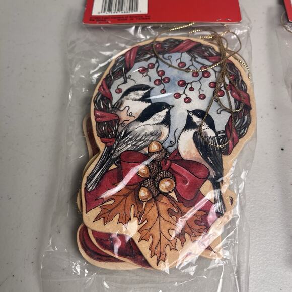 Christmas Die Cut Wood Ornaments Set 8 Vintage Deer Birds Squirrel Rabbit 1993 - Picture 6 of 10